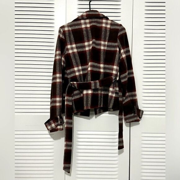 Decree Women’s Small or Junior’s Large Brown Rust Double Breasted Plaid Jacket - Picture 2 of 5